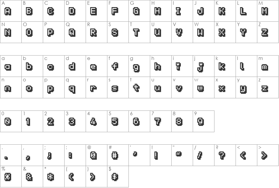 KS-PetitHeartOutline10_5 font character map preview