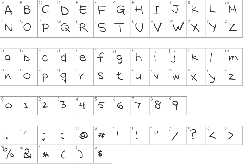 KSAFONT font character map preview