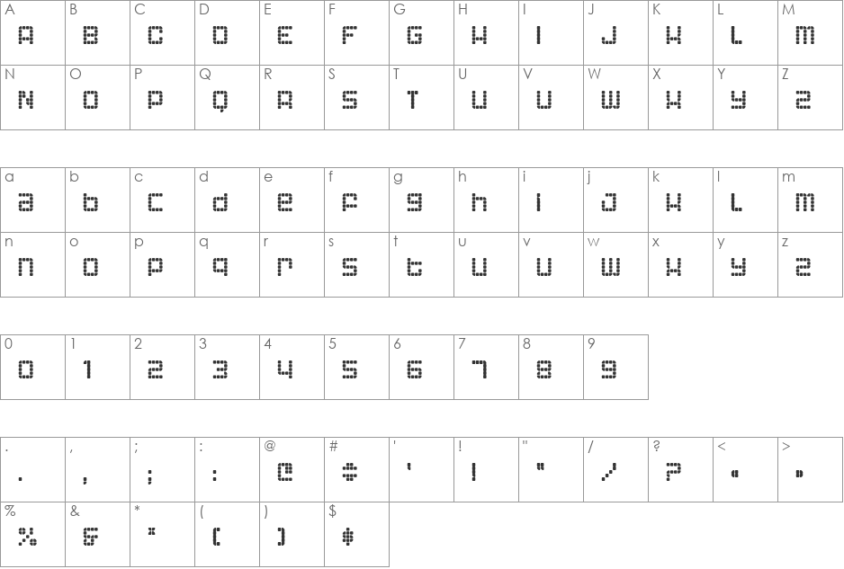 Astronaut II font character map preview