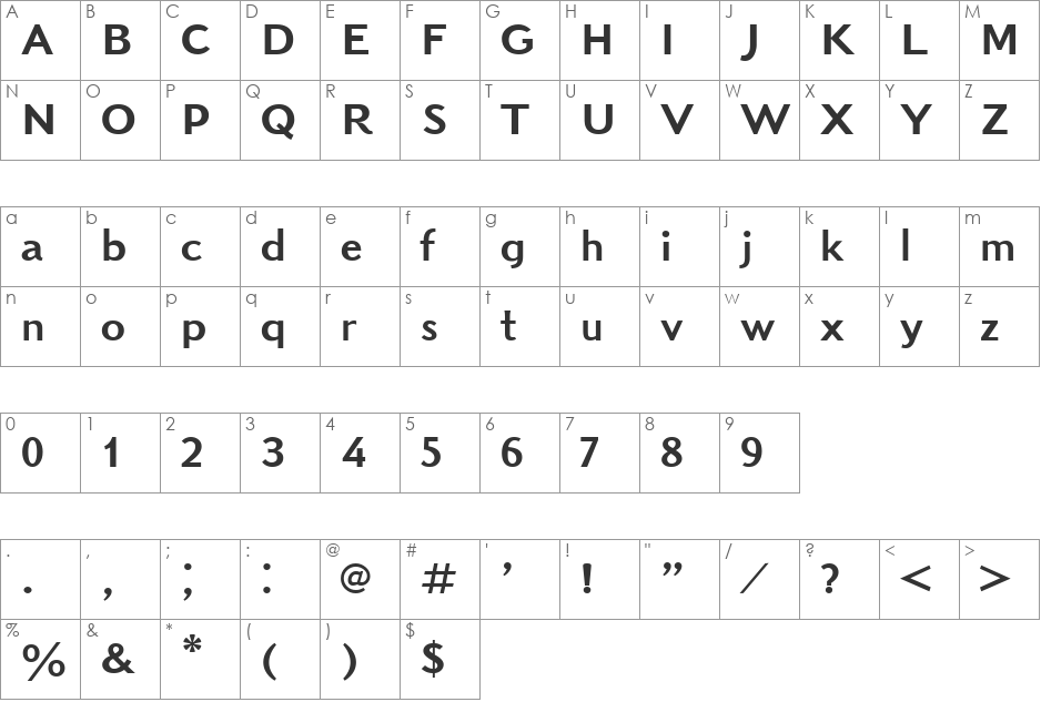 KudrashovSansC font character map preview