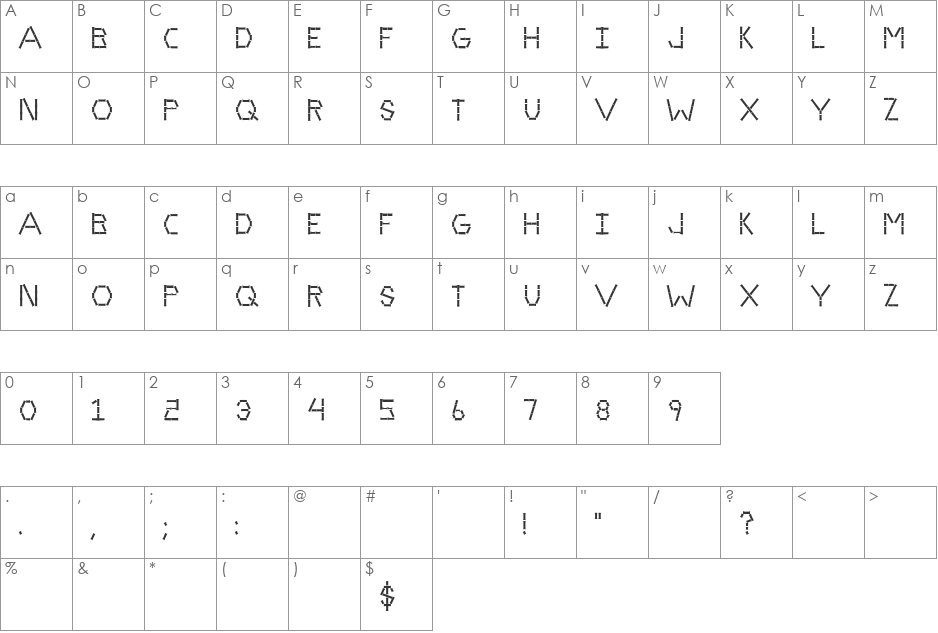 Kunstuction font character map preview