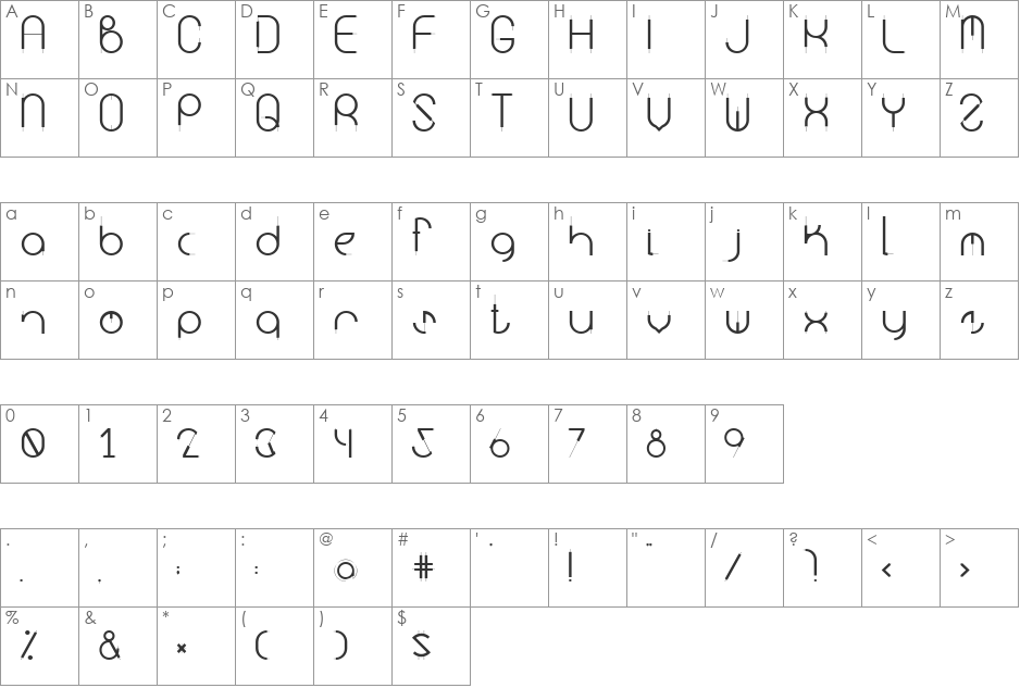 Kurba font character map preview