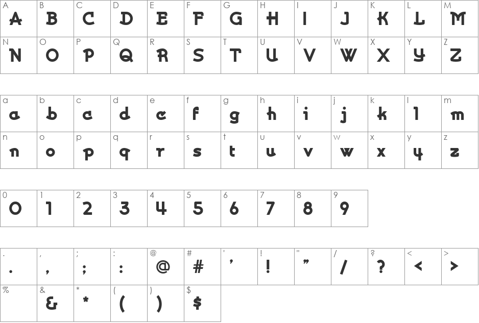 Kurvaceous NF font character map preview