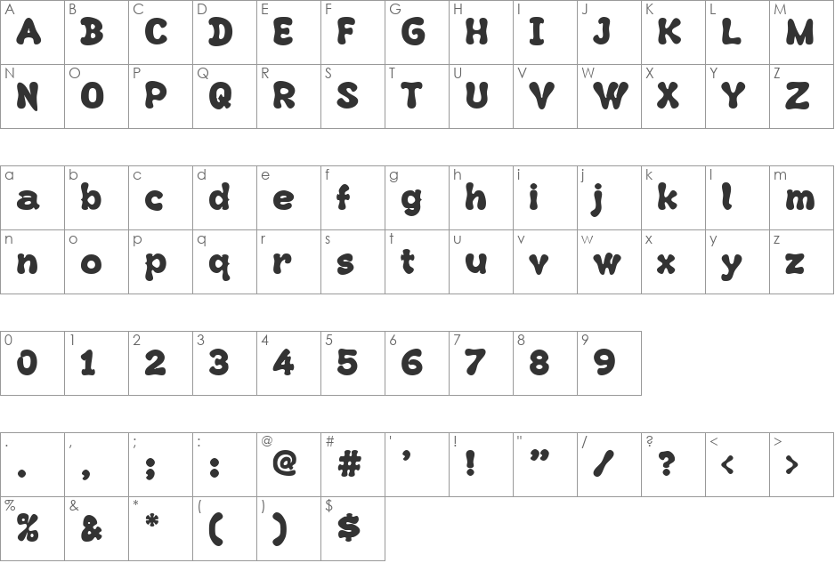 Kush font character map preview