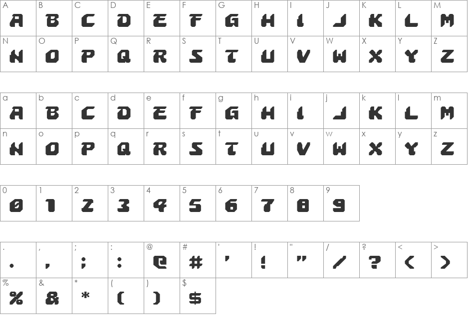 Astropolis font character map preview