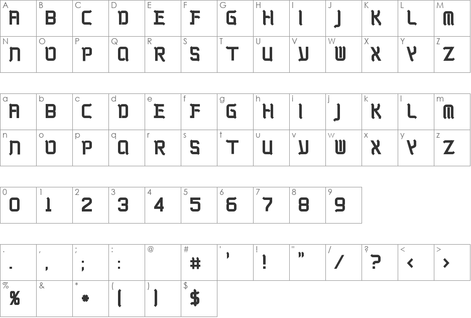 Kwadryga font character map preview
