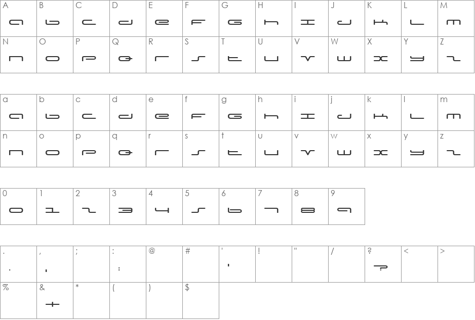 Kya Tou Bee font character map preview