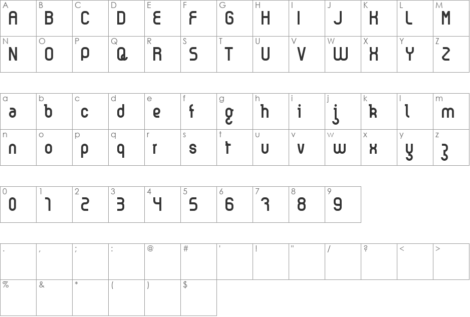 Kyma font character map preview