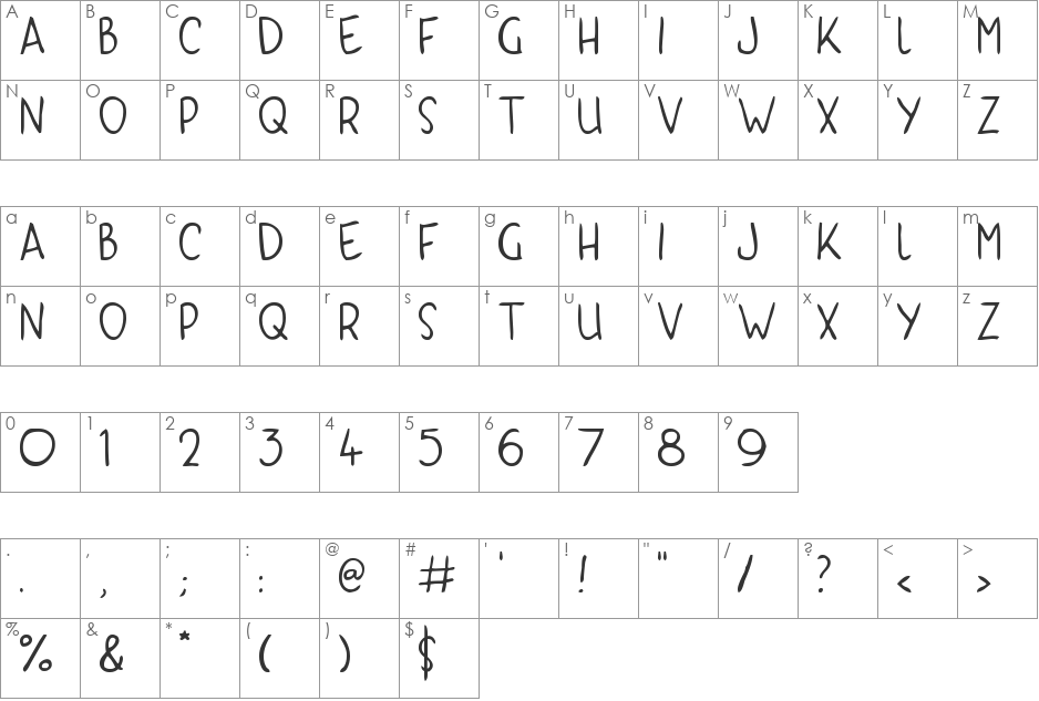 KYRI KAPS font character map preview