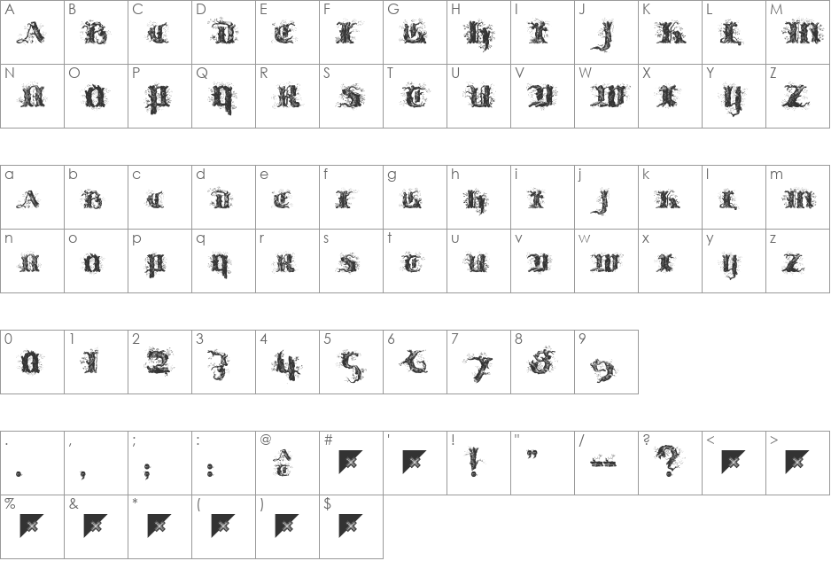 !Limberjack font character map preview