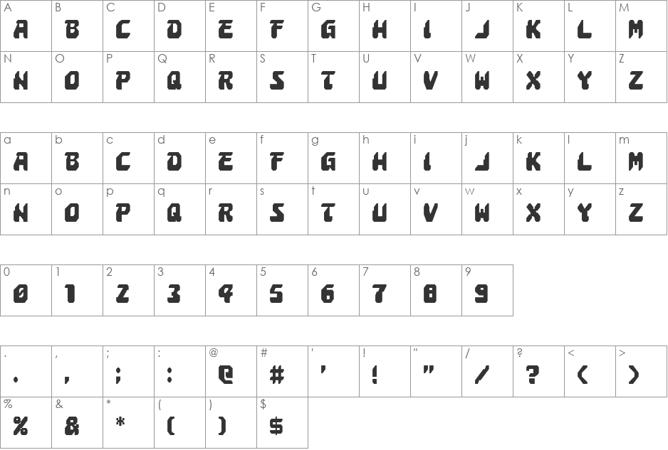 Astropolis Condensed font character map preview