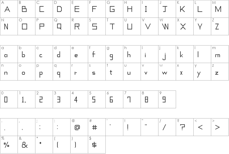 L.Spe font character map preview