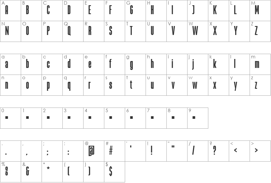 La Babaca font character map preview