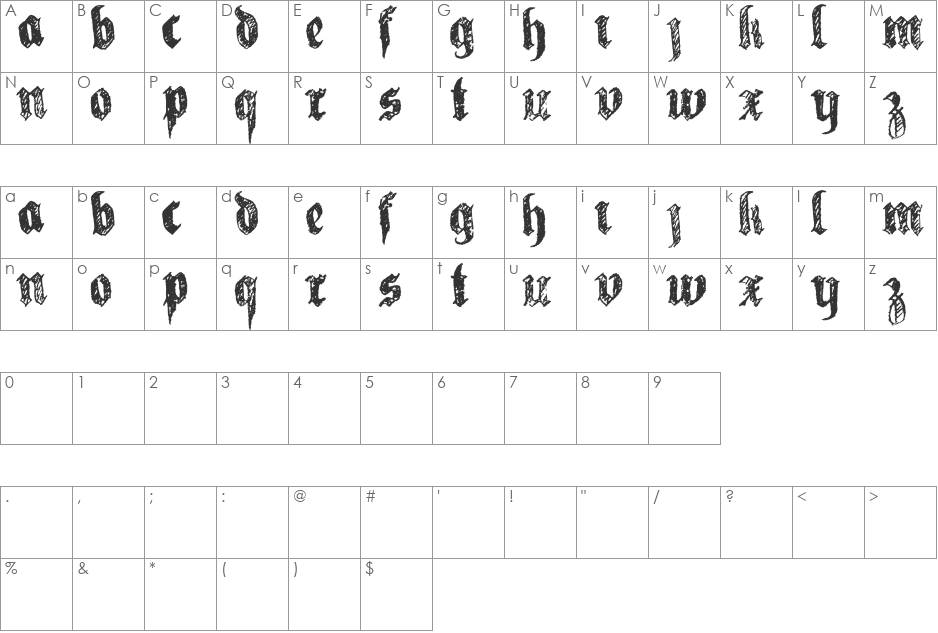 la fraktouille font character map preview