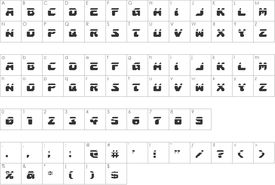 Astropolis Laser font character map preview