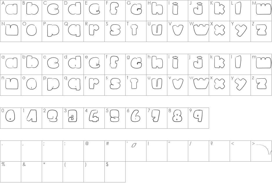 La petite puce font character map preview