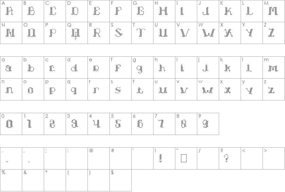 Laapiah Tigo Typeface font character map preview