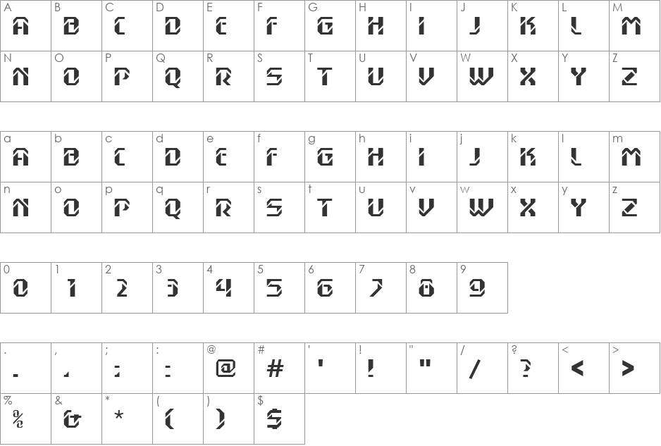 Labamba font character map preview