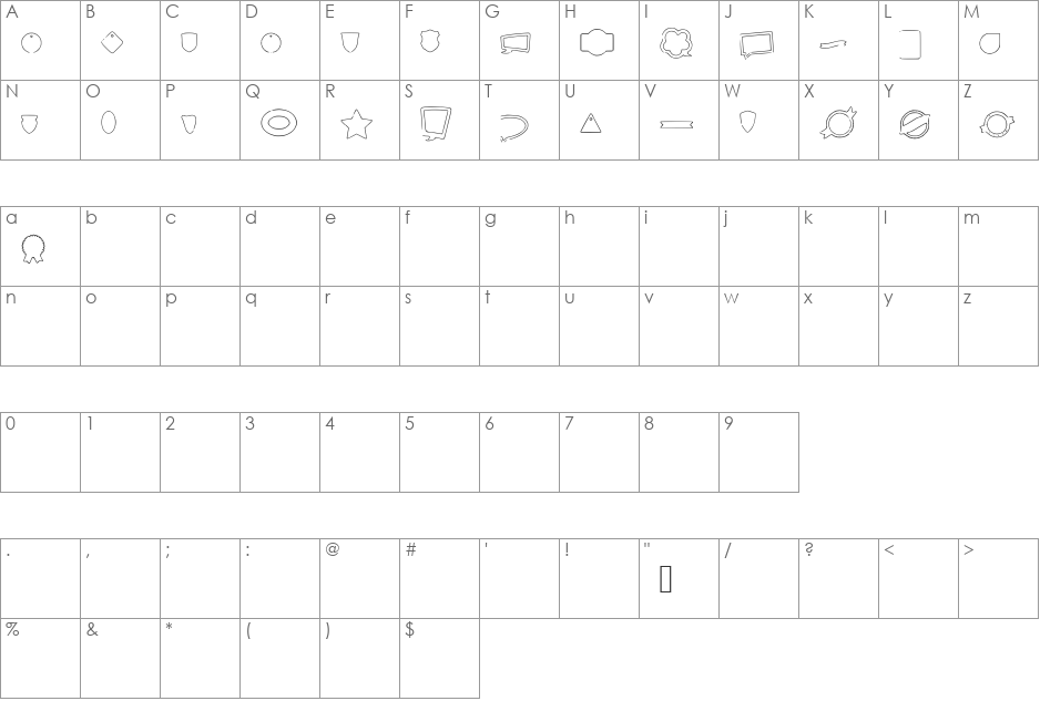Labels font character map preview