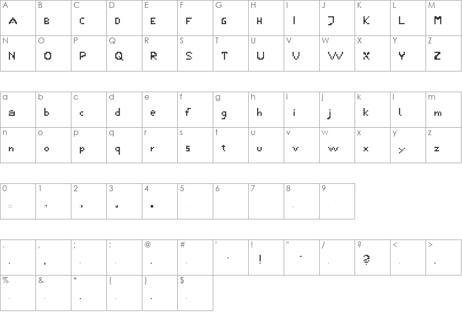 Laber font character map preview