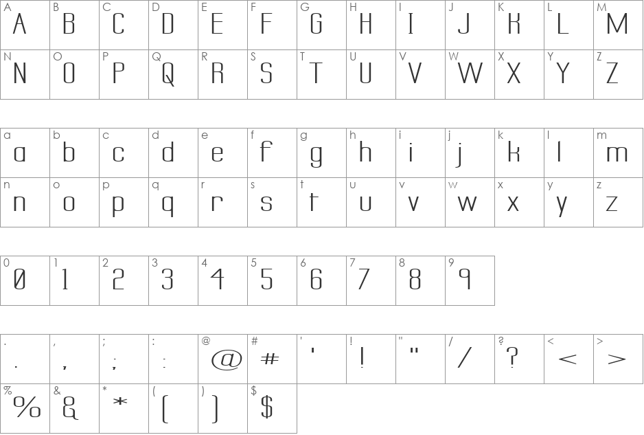 Labtop Secundo Superwide font character map preview