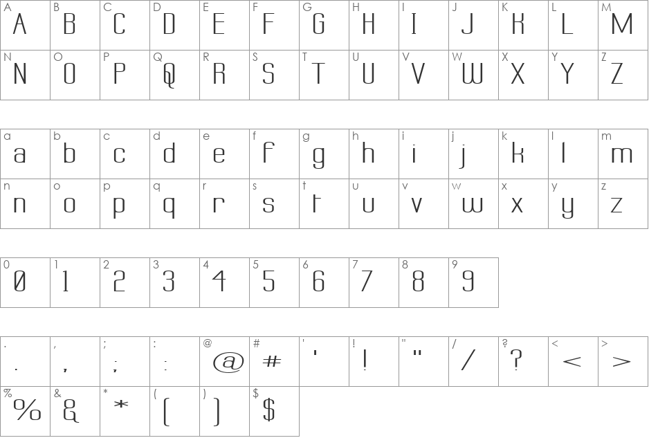 Labtop Superwide font character map preview