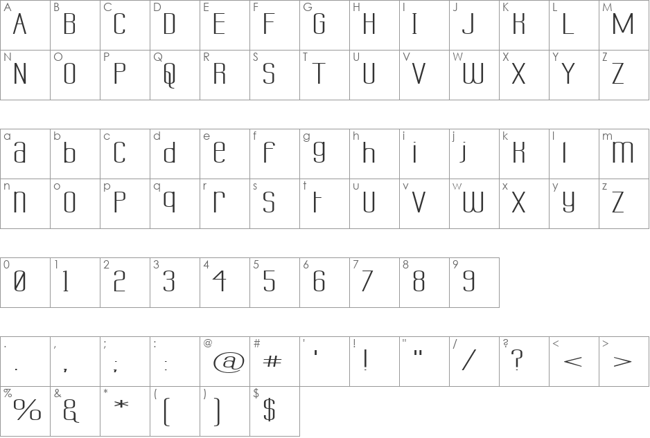 Labtop Unicase Superwide font character map preview