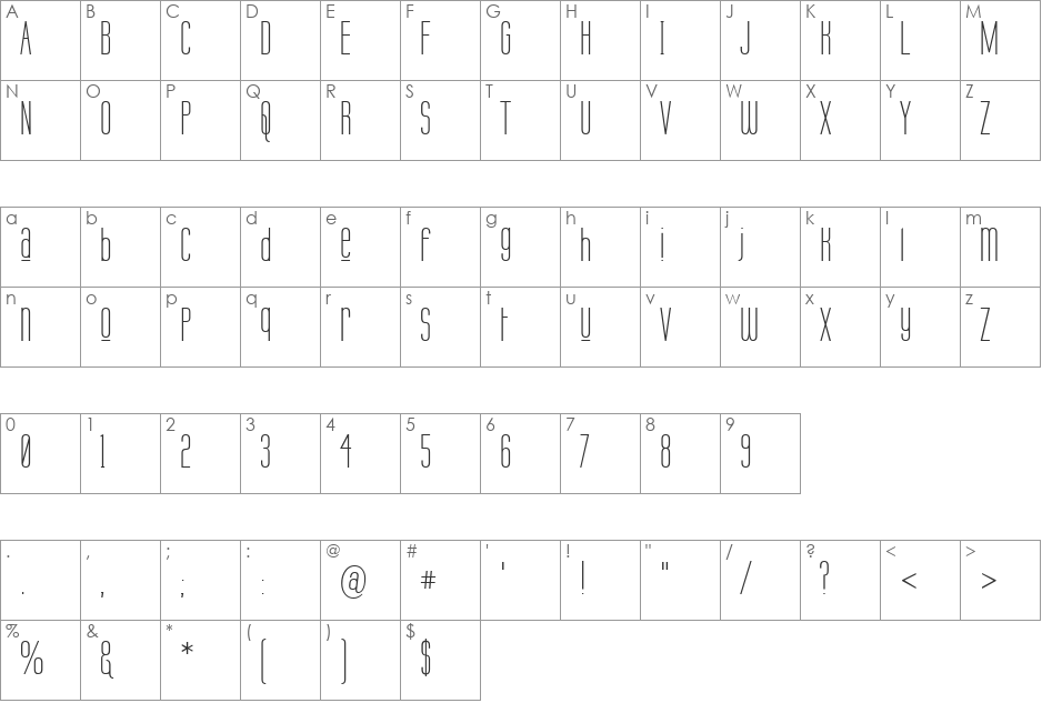 Labtop Unicase Upper font character map preview