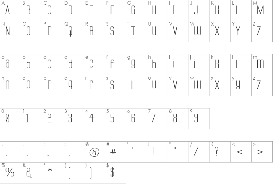 Labtop Unicase Upper Wide font character map preview