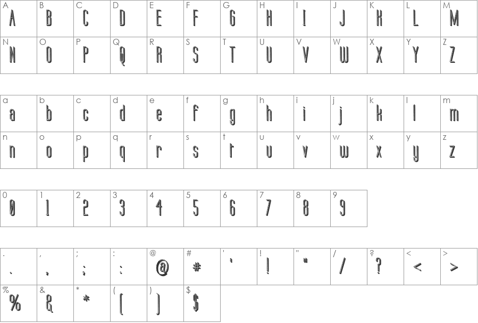 Labtop Warp 2 font character map preview
