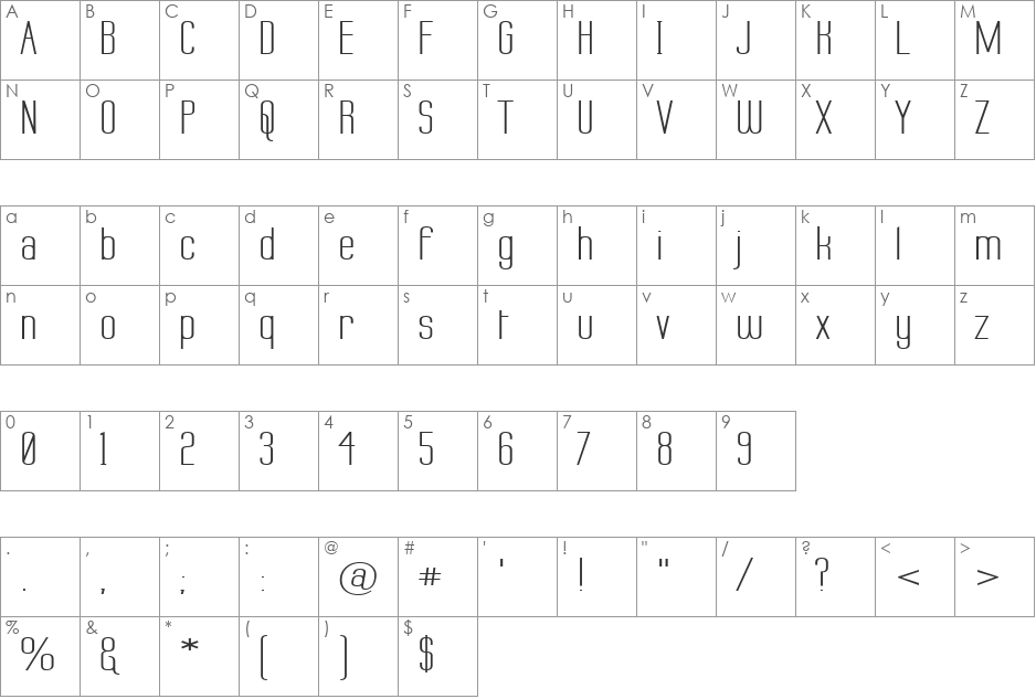 Labtop Wide font character map preview