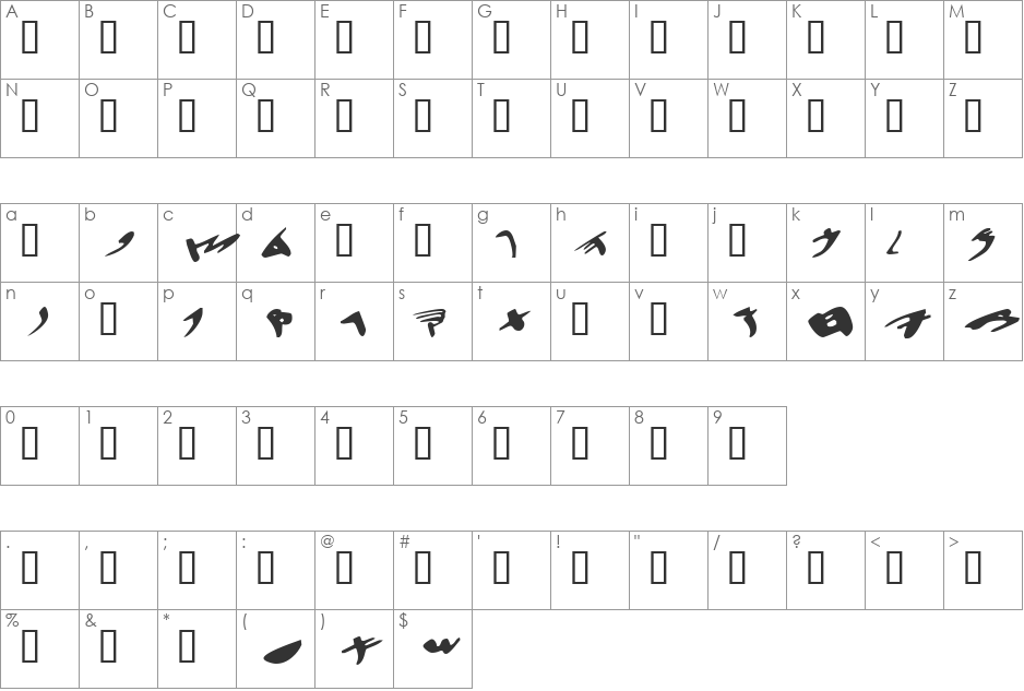 Lachish font character map preview