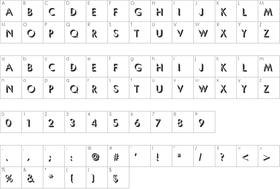 Lachlade font character map preview