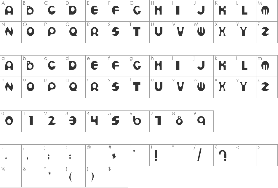 Lady 1 font character map preview