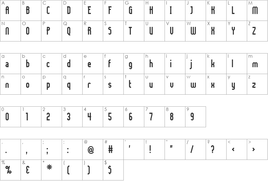 Lady Ice font character map preview