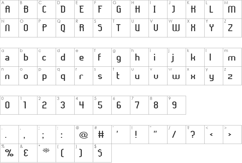 Lady Ice - Expanded font character map preview