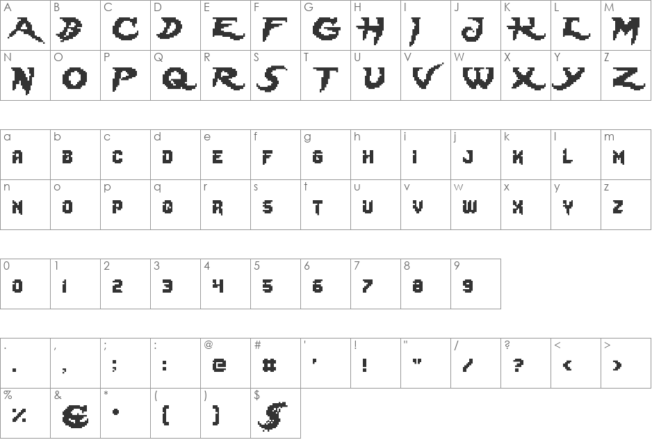 Lady Radical font character map preview