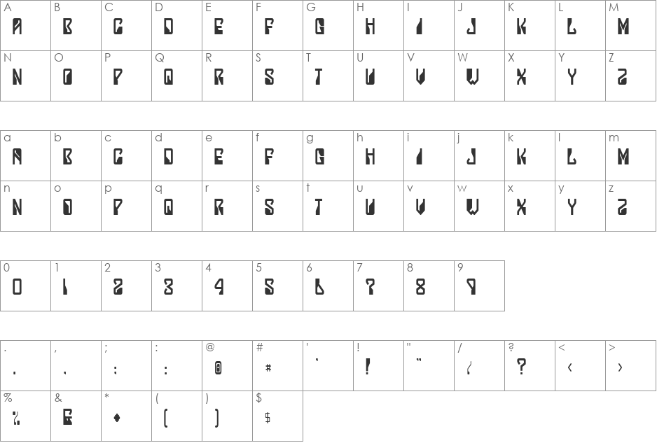 Lady Starlight font character map preview