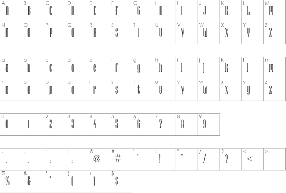 Lagniappe Inline NF font character map preview