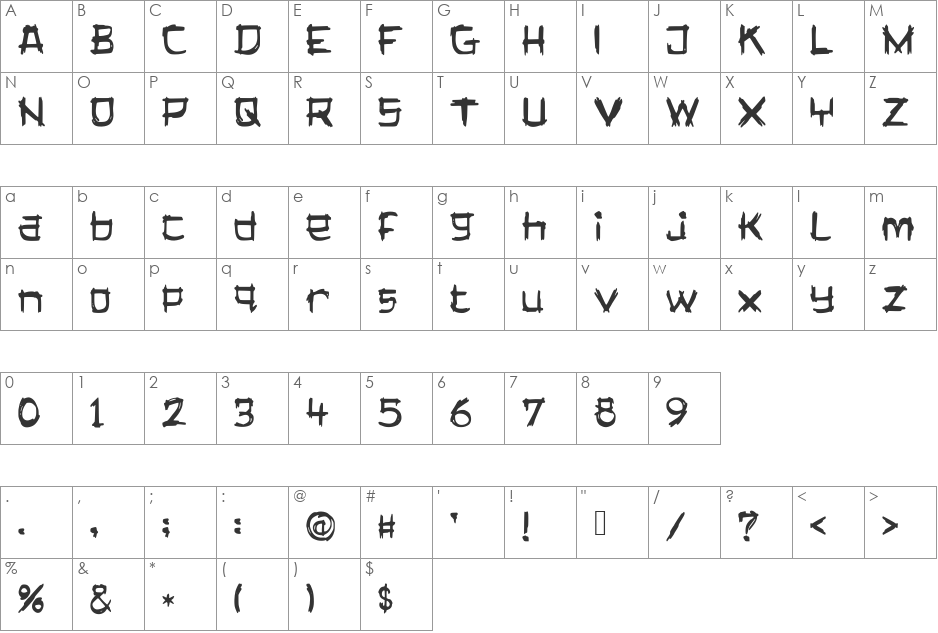 LagosTraffic font character map preview