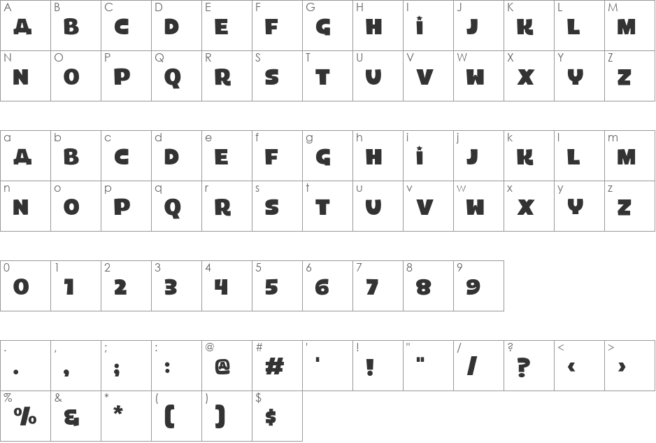 LAIKA font character map preview