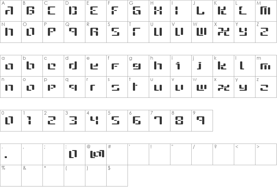 Lake Pillar font character map preview