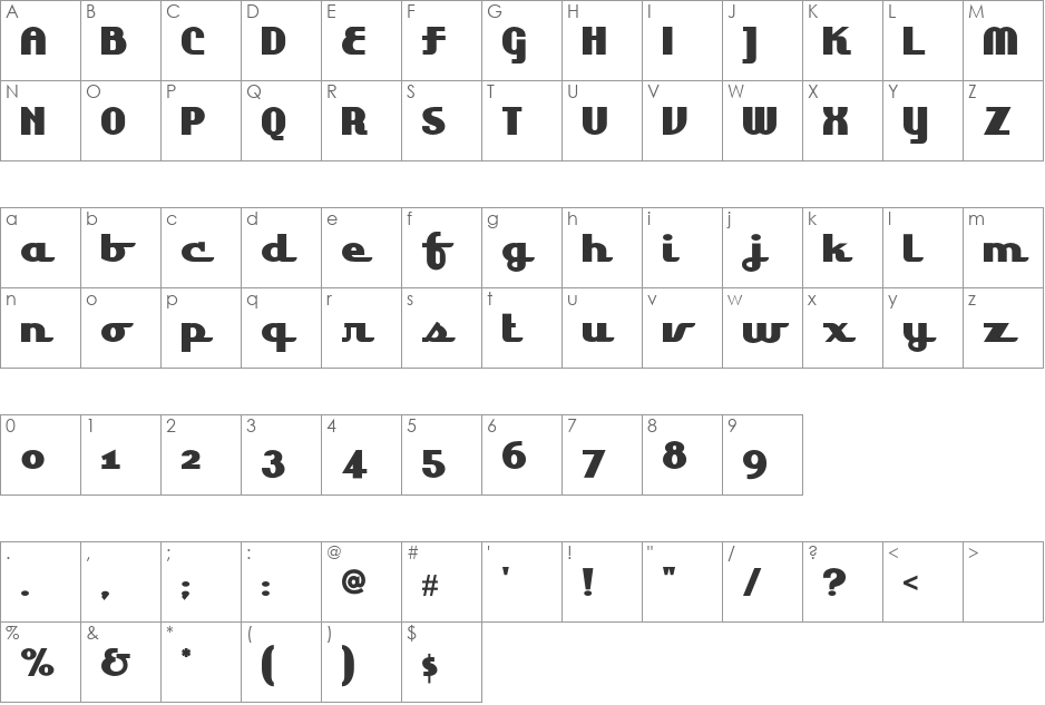 Lakeshore Drive NF font character map preview