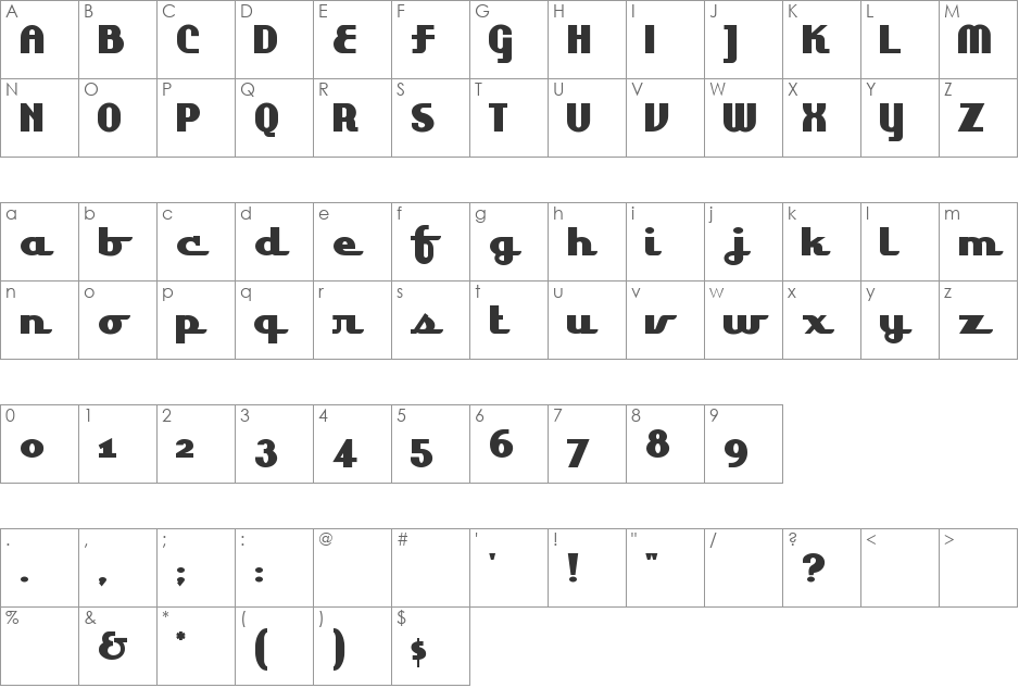 LakeshoreDrive font character map preview
