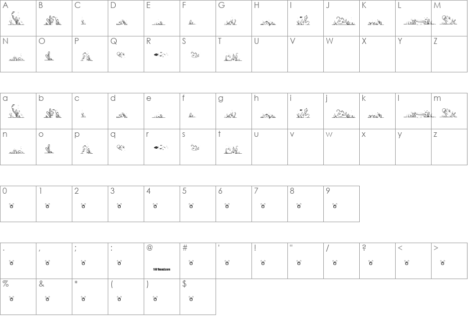 LaLinea Sea font character map preview