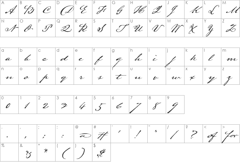 LamarPen font character map preview