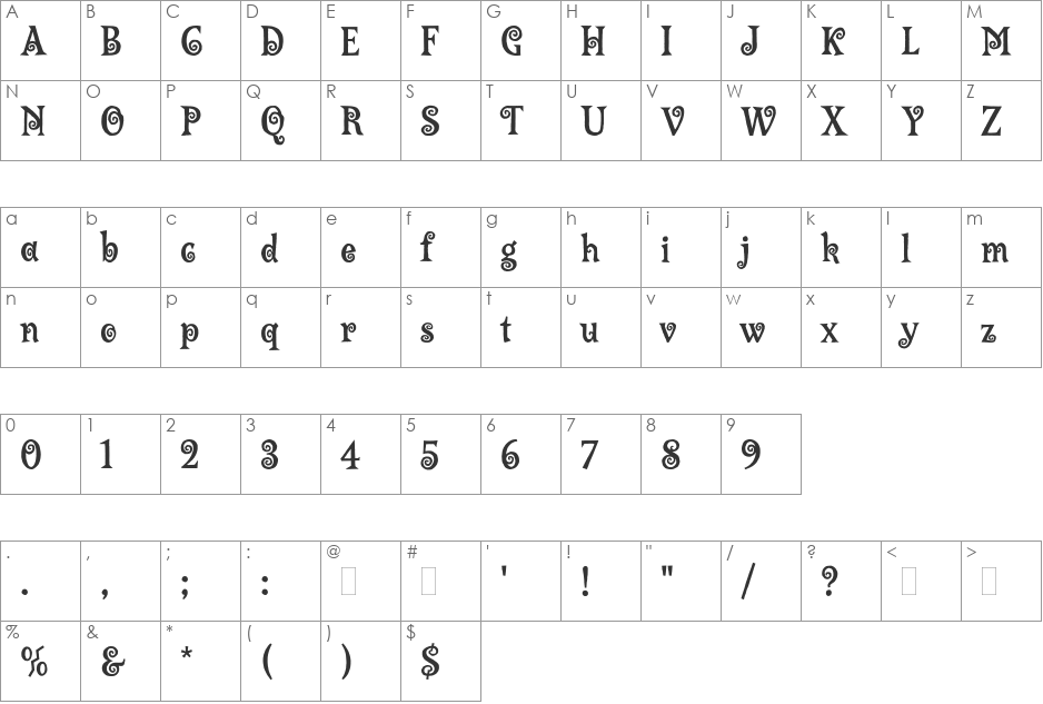Lambada font character map preview