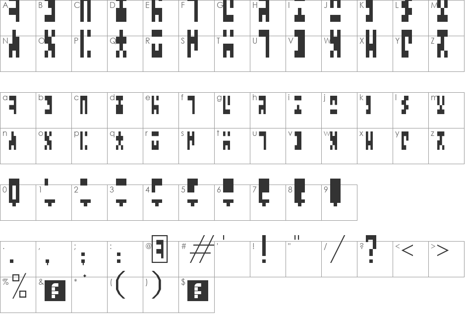 Asuran Writing font character map preview