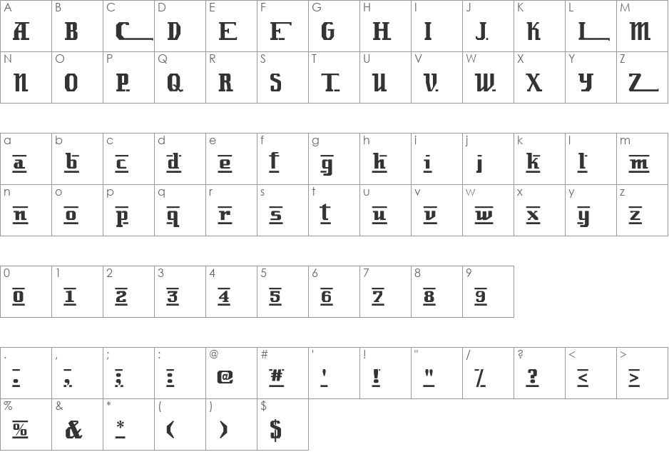 LambrettistA font character map preview