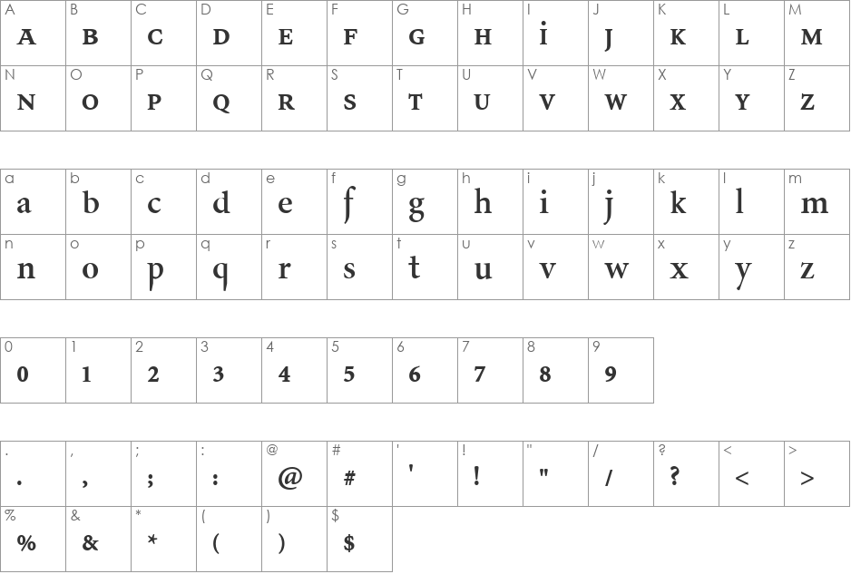 Lamini EQ font character map preview